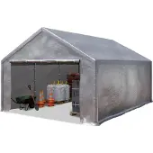 TOOLPORT Lagerzelt 3x6 m Zelthalle Unterstand Zeltgarage PE Plane 350 N wasserdicht in grau