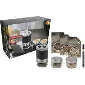 Peugeot Geschenkset MAESTRO 11cm Mattschwarz 3 Pfeffersorten Glasbehälter