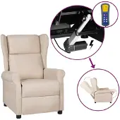 vidaXL Ohrensessel mit Liegefunktion Elektrisch Creme Stoff