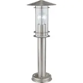 Eglo Außen-Wegelampe Lisio, 1 flammige Außenleuchte, Wegeleuchte aus Edelstahl in Silber und Glas in Transparent, E27 Fassung, IP44