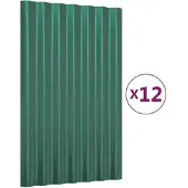 vidaXL Dachpaneele 12 Stk. Verzinkter Stahl Grün 60x36 cm