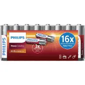 Philips Power Alkaline Akku LR6P16F/10, Wiederaufladbarer Akku, AA, Alkali, 1,5 V, 5 Jahr(e), Cd (cadmium), Hg (Quecksilber), Pb (Blei)