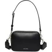 Calvin Klein Handtasche Webbing Double Strap Camera Bag LV04F3165G Schwarz