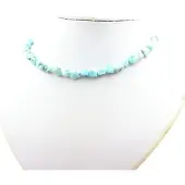 Bijoux Steine und Mineralien. Larimar-Perlenkette aus der Dominikanischen Republik mit Edelstahlkette.
