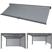 Mendler Seitenwand für Pergola MCW-L41, Pavillon Rollo Ersatzseitenwand, Stoff/Textil 3x3,7m anthrazit