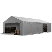 Sonstiges TOOLPORT Lagerzelt 5x10 m Industriezelt Unterstand PVC Plane 750 N grau mit Bodenrahmen