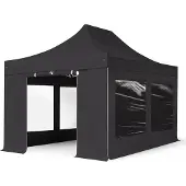 TOOLPORT 3x4,5m Aluminium Faltpavillon, inkl. 4 Seitenteile, schwarz - (600200)