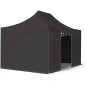 TOOLPORT 3x4,5m Aluminium Faltpavillon, inkl. 4 Seitenteile, schwarz