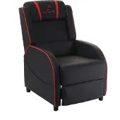 Mendler Fernsehsessel HWC-D68, HWC-Racer Relaxsessel TV-Sessel Gaming-Sessel, Kunstleder schwarz/rot