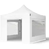 TOOLPORT 3x3m Aluminium Faltpavillon, inkl. 4 Seitenteile, weiß