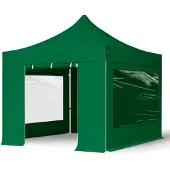 TOOLPORT 3x3m Aluminium Faltpavillon, inkl. 4 Seitenteile, dunkelgrün