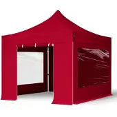 TOOLPORT 3x3m Aluminium Faltpavillon, inkl. 4 Seitenteile, rot