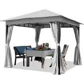 TOOLPORT Gartenpavillon 3x3 m ca. 180g/m² Dachplane Pavillon mit 4 Seitenteilen grau