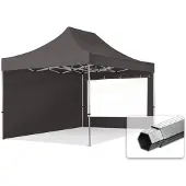 TOOLPORT 3x4,5m Aluminium Faltpavillon, inkl. 2 Seitenteile, dunkelgrau