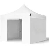 TOOLPORT 3x3m Aluminium Faltpavillon, inkl. 4 Seitenteile, weiß