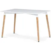 Autronic Moderner Esstisch Esstisch 120x80x74 cm, MDF-Metallstruktur - weißer Mattlack, Holzbeine (DT-304 WT)