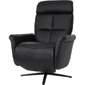 Mendler Relaxsessel HWC-L10, Design Fernsehsessel TV-Sessel Liegesessel, Liegefunktion drehbar, Voll-Leder schwarz