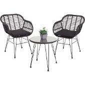 Mendler Poly-Rattan Garnitur MCW-G17, Balkon-Set Gartengarnitur Sitzgruppe Stuhl, Seil anthrazit, Kissen anthrazit