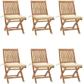 vidaXL Klappbare Gartenstühle mit Kissen 6 Stk. Massivholz Teak , Gartenstühle Design 2024