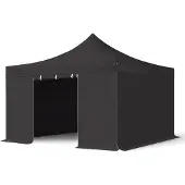 TOOLPORT 4x4m Aluminium Faltpavillon, inkl. 4 Seitenteile, schwarz