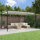 vidaXL Cloris Designermöbel Pergola mit Schiebedach Creme 395x292x230 cm 2024 Neu