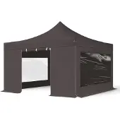 TOOLPORT 4x4m Aluminium Faltpavillon, inkl. 4 Seitenteile, dunkelgrau
