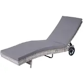 Mendler Sonnenliege MCW-D80, Gartenliege Relaxliege Liege, Poly-Rattan grau, Kissen dunkelgrau