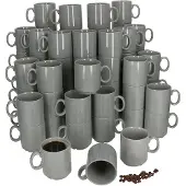 MamboCat 72er Set EVENT stapelbare Kaffeebecher GRAU Porzellan 250 ml