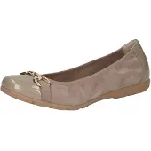 Caprice Damen Ballerina Halbschuhe mit glänzender Vorderkappe und goldfarbenem Detail