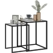 HOMCOM Beistelltisch Set-42L x 42B x 51H cm-Schwarz | Gr.: onesize
