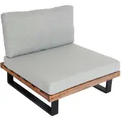 Mendler Lounge-Sessel MCW-H54, Garten-Sessel, Spun Poly Akazie Holz MVG- Aluminium hellbraun, Polster hellgrau