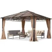 TOOLPORT Gartenpavillon 4x4 m wasserdicht ALU Deluxe Pavillon mit 4 Seitenteilen Hardtop Dach