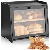 Vevor Doppellagiger Brotkasten für Küchentheke Brotbehälter Brotbox Organizer aus Holz für selbstgebackenes Brot
