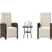 vidaXL 3-tlg. Bistro-Set mit Kissen Braun Poly Rattan