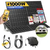 Solakon Balkonkraftwerk 1000W Solaranlage mit Garten Halterung Steckerfertig Komplettset Photovoltaik Anlage 800W, Kabellänge: 5m, - onBasic