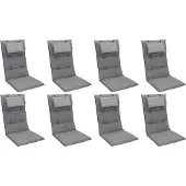 Doppler 8x 6994 Hochlehner Gartenstuhl Auflagen 8cm Kopfkissen grau