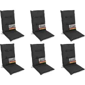 Gardissimo 6x PREMIUM Hochlehner Gartenstuhl Auflagen 8cm anthrazit