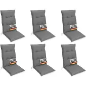 Gardissimo 6x PREMIUM Hochlehner Gartenstuhl Auflagen 120x50x8cm grau