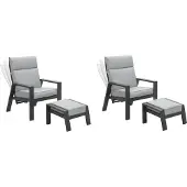 Garden Impressions MAX Relax Sessel Diningsessel Liege mit Hocker- anthrazit