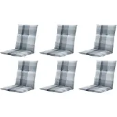 Gardissimo 6x C462 SYA Niederlehner Gartenstuhl Auflagen 8cm grau kariert