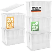 Gardissimo 5er-Set Aufbewahrungsbox Kunststoff Klarsichtbox Belüftung 20L