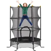 HOMCOM Kinder Trampolin Ø163 cm, Trampolin für Kinder 3-10 Jahre, Schwarz