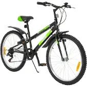 Actionbikes Motors Actionbikes Kinderfahrrad Arrow 24 Zoll | Kinder Fahrrad- V-Brake Bremsen - Kettenschutz - Fahrradständer - Handschaltung - 8-12 Jahre (Schwarz/Grün)