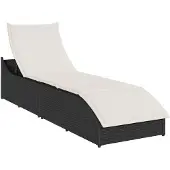Syfax Klappliege mit Auflage und Stauraum Schwarz Poly-Rattan