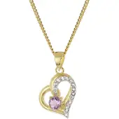 Trendor 21195 Herz-Anhänger Gold 333 Amethyst/Topas an vergoldeter Silberkette