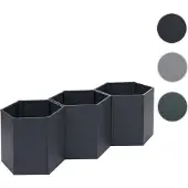 Mendler 3er-Set Hochbeet HWC-P64, Metallhochbeet Gemüse-/Pflanzbeet Blumenkasten Pflanzkübel Stahl 77x264x100cm anthrazit