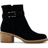 Toms Hailey Schnallen-Leder Damen Schwarze Absatz-Stiefeletten