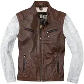 Black-Cafe London Firenze Braun Weiß Motorrad Lederjacke Größe 52