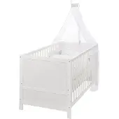 Roba Kombi-Kinderbett 'Sternenzauber grau', 70 x 140 cm, weiß, 3-fach verstellbar, Schlupfstäbe umbaubar zum Juniorbett