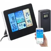 MagneticLand WLAN-Funk-Wetterstation mit Außensensor, Farbdisplay, Uhr & Gratis-App